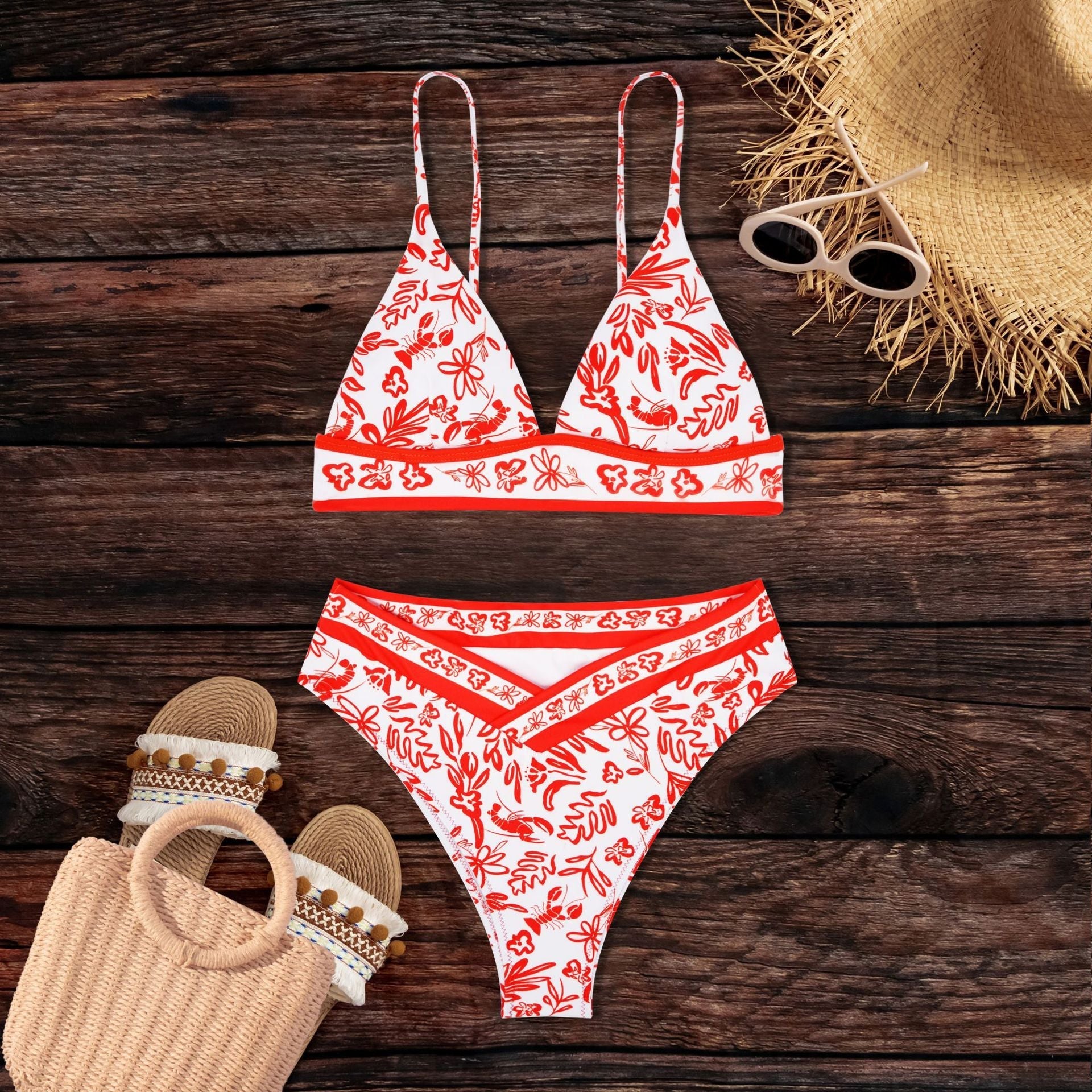 Bikini Orange Printed Split Swimsuit Women Sexy Bikini Swimsuit Bella Mia